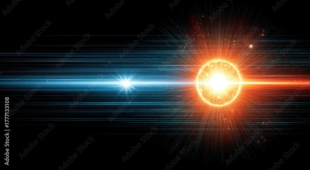 Fototapeta premium Cosmic Collision: Abstract illustration of a clash between two celestial bodies