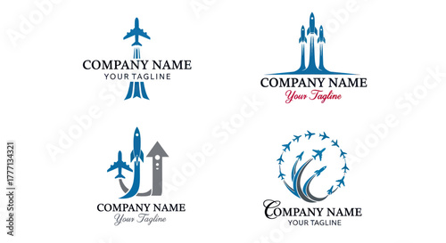 Set of Four Airplane Logos for Aviation Companies.