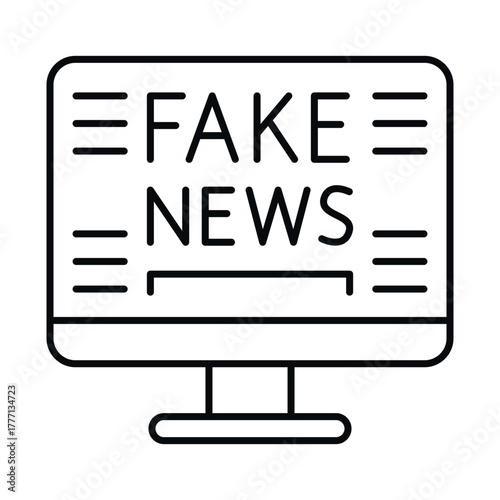 A vector icon of fake news on a computer screen highlighting the disinformation in modern media.
