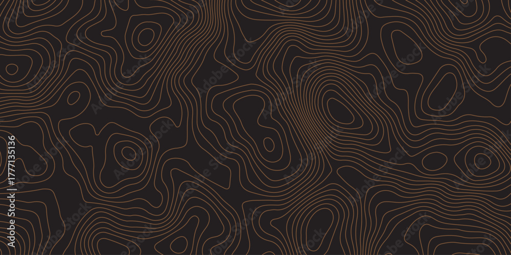 Fototapeta premium Elegant dark contour line pattern resembling topographic map design. Abstract wavy lines creating a modern, minimal texture. Perfect for backgrounds, wallpapers, or branding visuals.