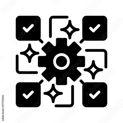 Gear with Checklist Line Icon, Outline Symbol for Process Optimization, Task Management, Workflow Control, Quality Assurance, and Productivity Planning. Vector Sign Icon.