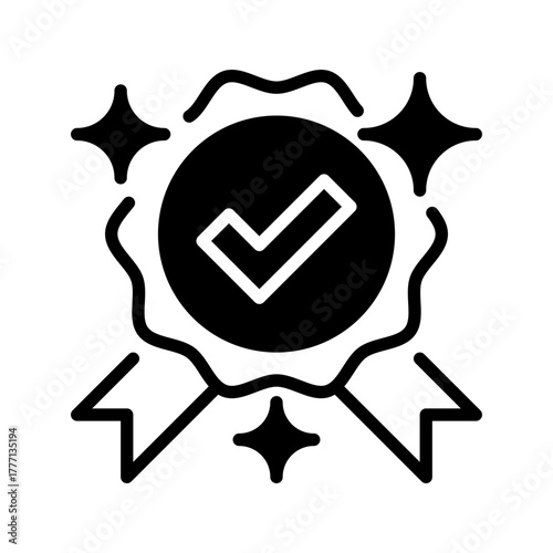 Checkmark Seal Line Icon, Outline Symbol for Quality Approval, Trust Certification, Product Validation, Standard Guarantee, and Success Verification. Vector Sign Icon.
