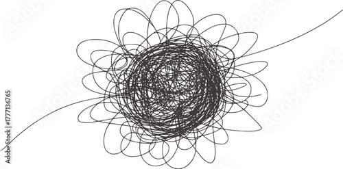 Dark grey chaotic scribble design abstract chaos