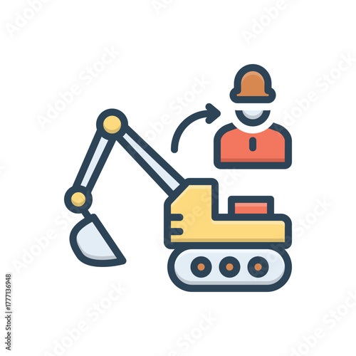 Color illustration icon for excavation expert