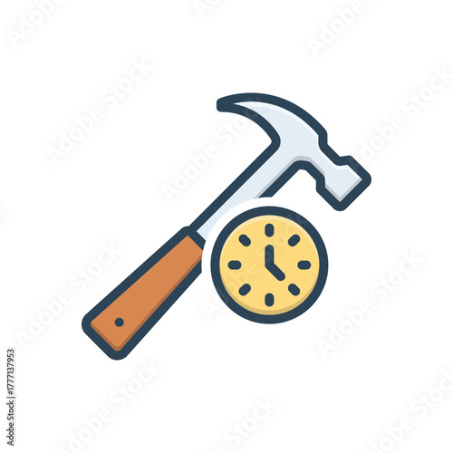 Color illustration icon for hammer time