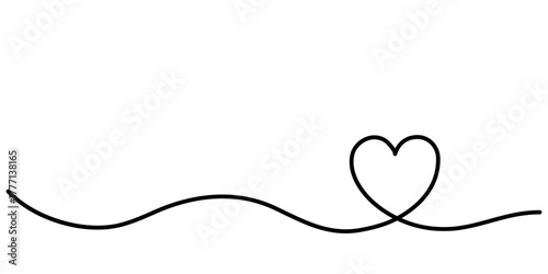 シンプルな黒い線画のハートの背景素材イラスト