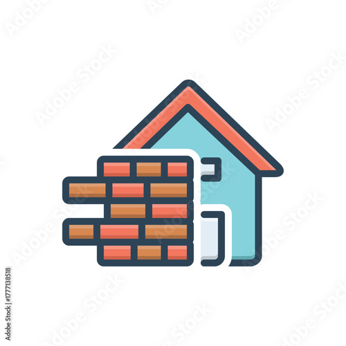Color illustration icon for house raising