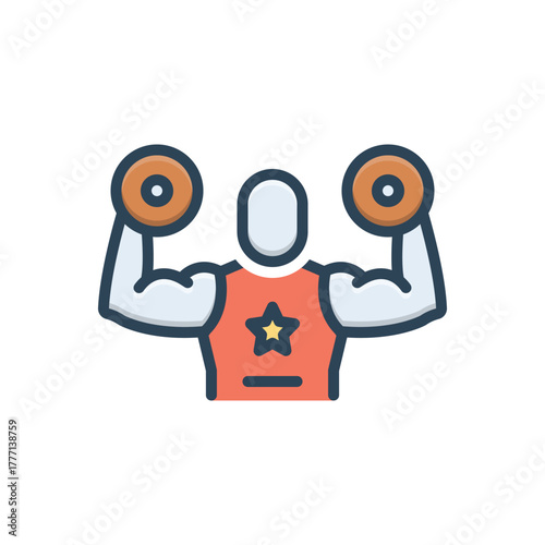 Color illustration icon for lifting power