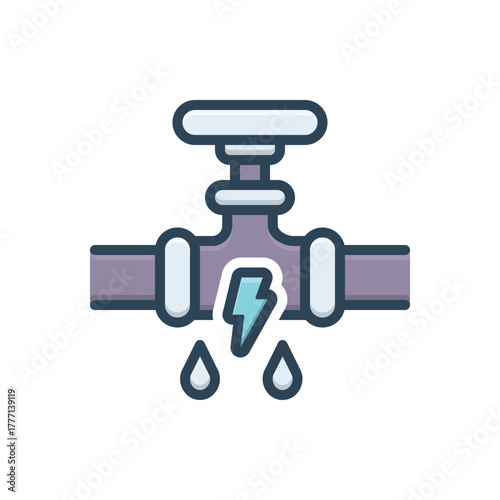 Color illustration icon for plumbing power