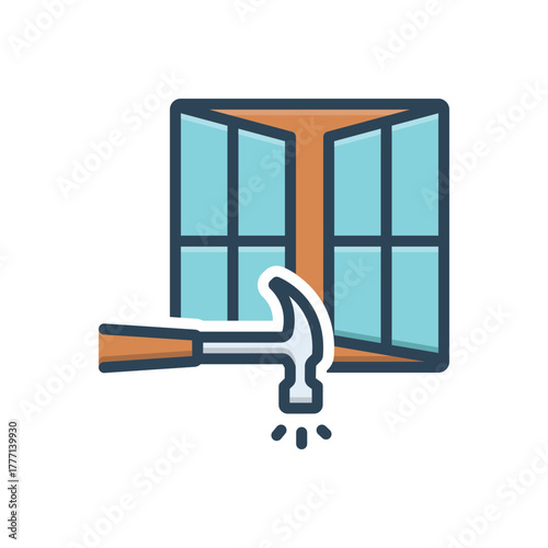 Color illustration icon for window installation