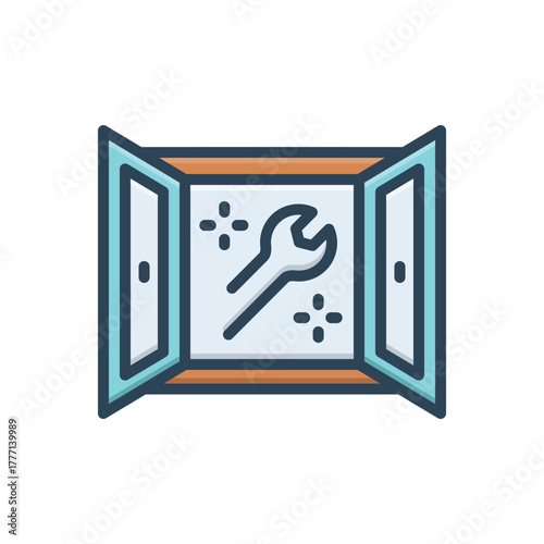 Color illustration icon for window installation