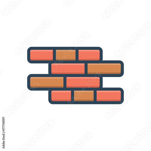 Color illustration icon for brick