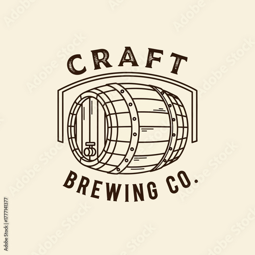 Craft Brewing Co. Barrel Logo Design.