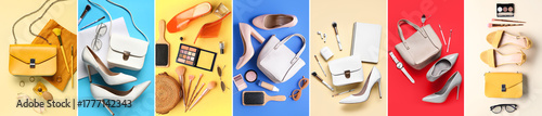 Collage of stylish woman's ...
