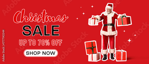 Santa Claus with many gift ...