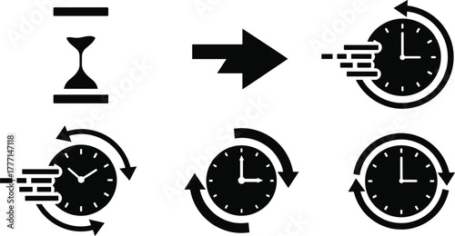 time icons vector hourglass clock arrows cycle speed passage rotation editable illustration for business concept design