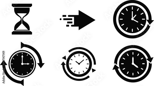 time icons vector hourglass clock cycle fast movement rotation passage editable illustration for business concept design