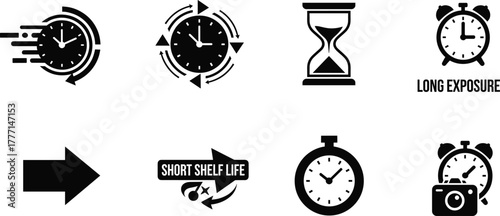 time icons vector hourglass clock stopwatch arrows urgency cycle passage rotation editable illustration for business design