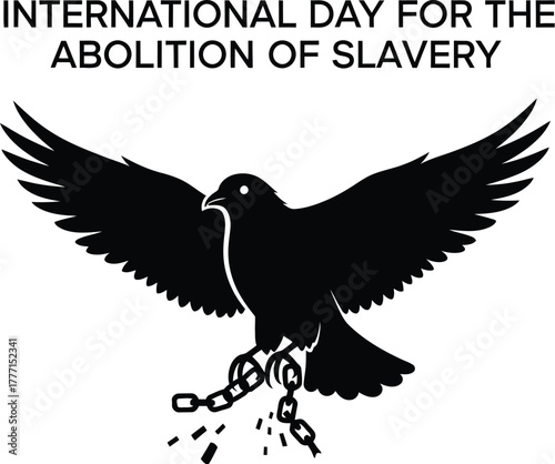 Bird and chain for international day for abolition of slavery