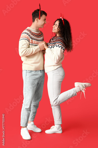 Happy young couple in Chris...