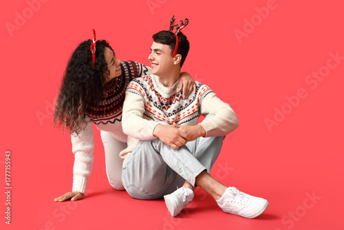 Happy young couple in Chris...