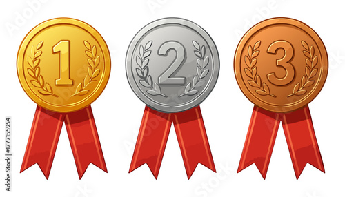 Gold Silver Bronze Medal Ribbon Win Award