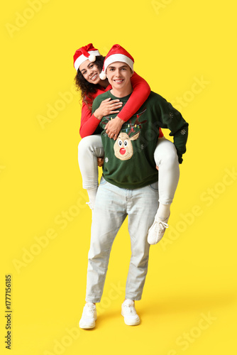 Happy young couple in Chris...