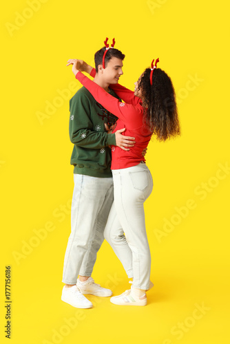 Happy young couple in Chris...