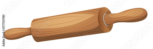Wooden Rolling Pin Isolated Illustration. Essential Kitchen Cooking & Baking Utensil