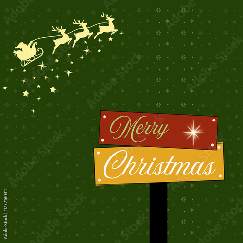 Merry Christmas, Post Green And Golden