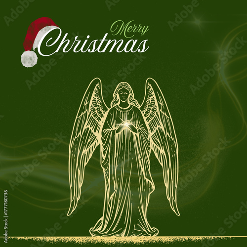 Merry Christmas, Post Green And Golden
