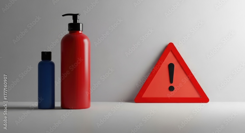 Obraz premium A red fire extinguisher sign contrasts with a blank white background, resembling a large, isolated red bottle container