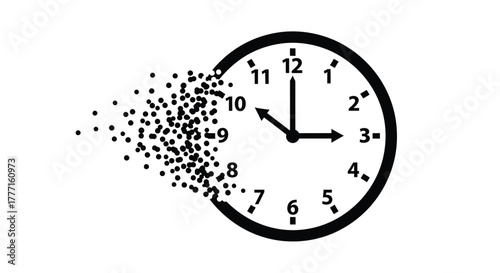 Time management concept clock dissolving deadline pressure urgency icon