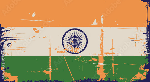 Indian flag grunge vector illustration design for independence day