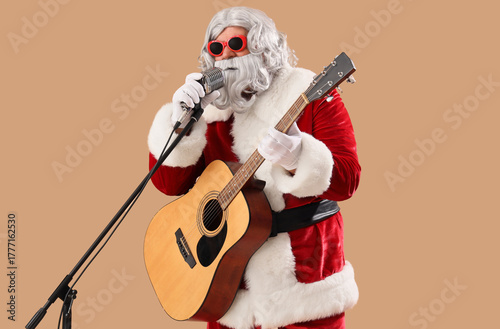 Cool Santa Claus with guita...