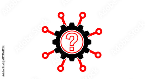 Technical support help faq question mark gear icon assistance problem