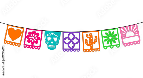 Day of the dead banner vector illustration colorful decoration