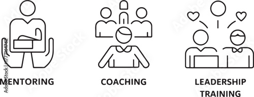 Mentoring coaching leadership training icons vector