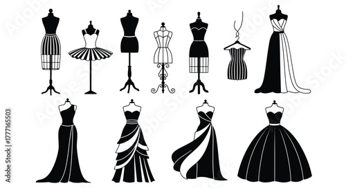 Fashion dresses design vector illustration mannequin fashion style