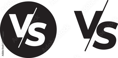 Versus letters in black and white, competition concept