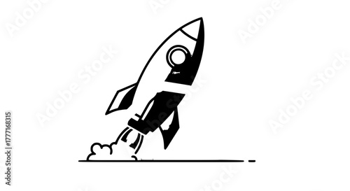Dynamic rocket blasting off with fiery exhaust creating a powerful sense of launch and forward momentum ideal for innovation and startup themes