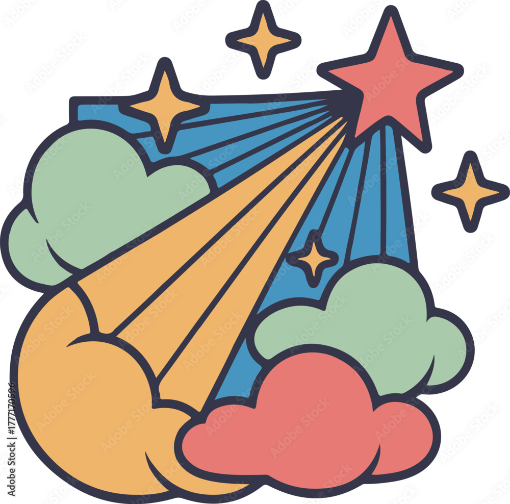 Fototapeta premium Shooting Star Vector Illustration Celestial Cosmic Event Colorful Clouds