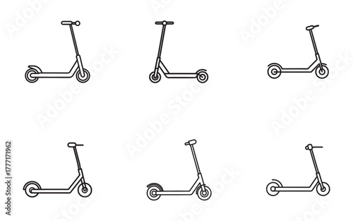 A Variety of Electric Scooters Illustrating Modern Urban Transportation and Eco Friendly Lifestyle Concepts on Clean White Background