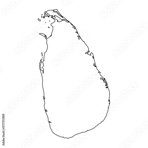 Sri Lanka outline map. Sri Lanka map vector. Sri Lanka map on white background