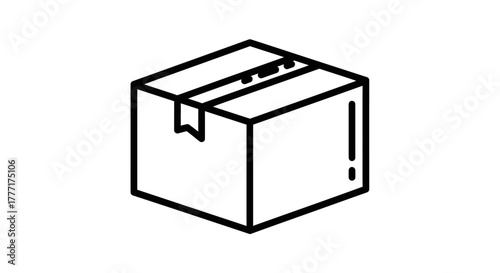 Simple cardboard box icon vector line illustration for delivery service or storage isolated on white background