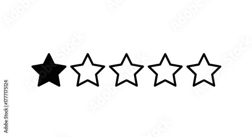 One star rating simple flat vector icon for user feedback and reviews isolated on white background