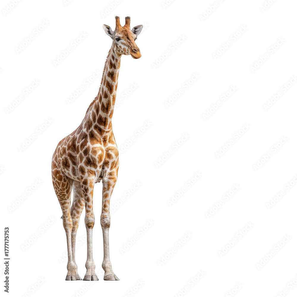 Obraz premium Majestic giraffe standing tall, a symbol of grace and the wild African savanna's enduring beauty
