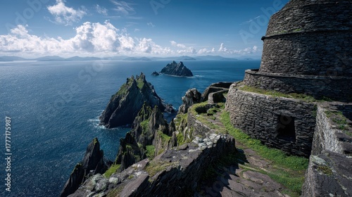 Skellig Michael: Celtic Monastic Heritage Island in County Kerry, Ireland with Atlantic Views and Historical Lighthouses