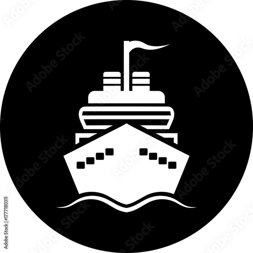Cruise ship icon for travel agency branding, elegant nautical design, a vector based symbol for ocean voyages, a modern logo for maritime adventures