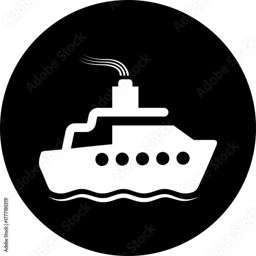 Cruise ship icon for travel agency branding, tourism promotion, or nautical themed design projects, perfect for logos, signage, and mobile apps